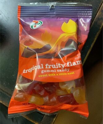 Watermelon, Pineapple, Mango Flavored Tropical Fruity Flames Gummi Candy, Watermelon, Pineapple, Mango