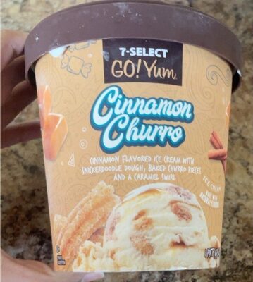 Cinnamon Churro Cinnamon Flavored Ice Cream With Snickerdoodle Dough, Baked Churro Pieces And A Caramel Swirl, Cinnamon Churro