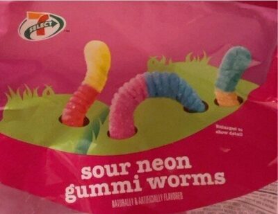 Sour Neon Gummi Worms Candy, Sour Neon Gummi Worms