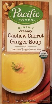 Pacific Foods Organic Cashew Carrot Ginger Soup, 32 oz Carton