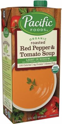 Pacific Foods Light in Sodium Organic Roasted Red Pepper and Tomato Soup, 32 oz Carton