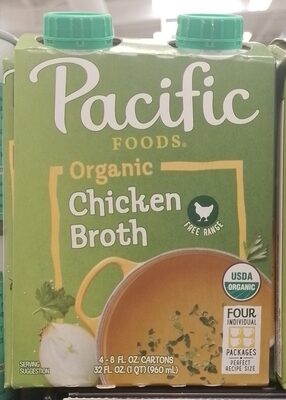 Pacific Foods Organic Free Range Chicken Broth, 8 oz Carton (Pack of 4)