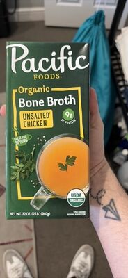 Pacific Foods Organic Unsalted Chicken Bone Broth, 32 oz Carton
