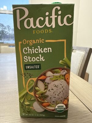 Pacific Foods Organic Unsalted Chicken Stock, 32 oz Carton