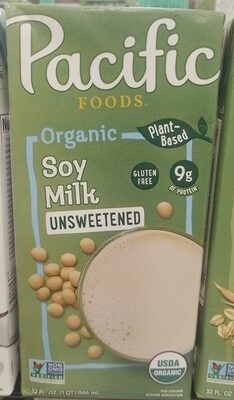 Pacific Foods Organic Unsweetened Soy Milk, Plant Based Milk, 32 oz Carton