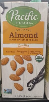 Pacific Foods Organic Vanilla Almond Milk, Plant Based Milk, 32 oz Carton