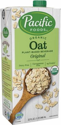 Pacific Foods Original Organic Oat Milk, Plant Based Milk, 32 oz Carton