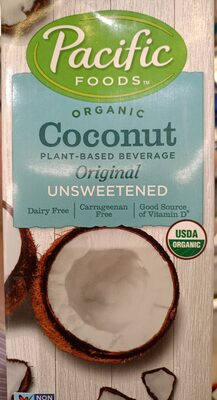 Pacific Foods Organic Unsweetened Coconut Milk, Plant Based Milk, 32 oz Carton