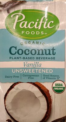 Pacific Foods Organic Unsweetened Vanilla Coconut Milk, Plant Based Milk, 32 oz Carton
