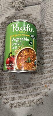 Pacific Foods Organic Vegetable Lentil Soup, Plant Based, 16.3 oz Can