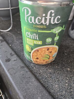 Pacific Foods Organic White Bean Verde Chili, Plant Based, 16.5 oz Can