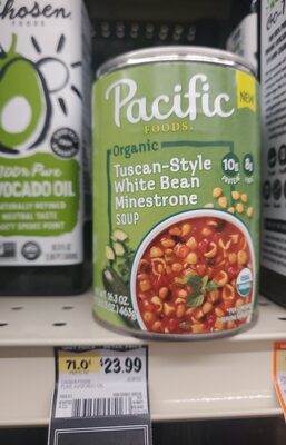 Pacific Foods Organic Tuscan-Style White Bean Minestrone Soup, 16.3 oz Can