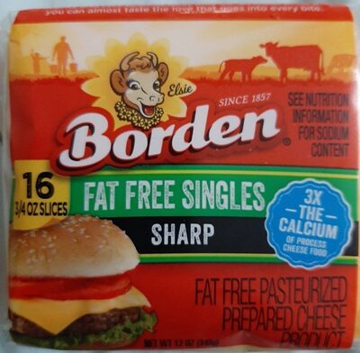 Sharp Fat Free Singles Pasteurized Prepared Cheese Product, Sharp
