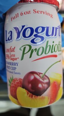 Probiotic Strawberry Fruit Cup Blended Lowfat Yogurt, Strawberry
