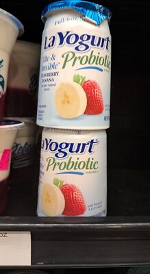 Probiotic Strawberry Banana Blended Nonfat Yogurt, Strawberry; Banana