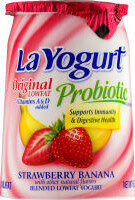 Probiotic Strawberry Banana Blended Lowfat Yogurt, Strawberry; Banana