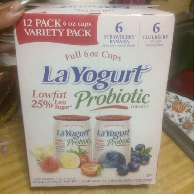 Probiotic Strawberry Banana And Blueberry Blended Lowfat Yogurt