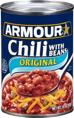 Armour Star Chili with Beans, 22g Protein Per Serving, Canned Food, 14 oz Can
