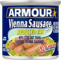Armour Star Reduced Fat Vienna Sausage, 6g protein Per Serving, Canned Sausage, 4.6 oz. Can