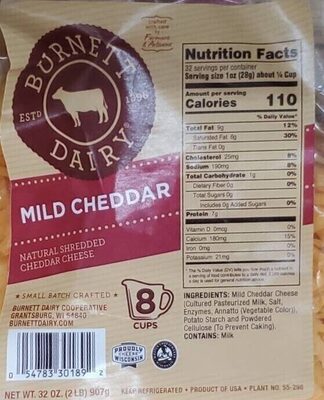 Mild Cheddar Natural Shredded Cheddar Cheese, Mild Cheddar