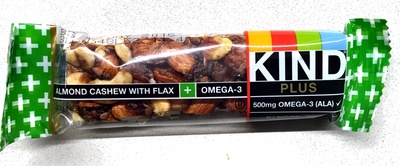 Kind, Omega- 3 Plus Bar, Almond Cashew With Flax, Almond Cashew With Flax