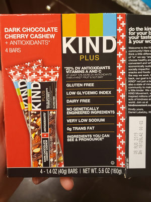 Dark Chocolate Cherry Cashew + Antioxidants Plus Bars, Dark Chocolate Cherry Cashew + Antioxidants