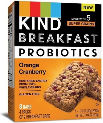 Orange Cranberry Probiotics Breakfast Bars, Orange Cranberry
