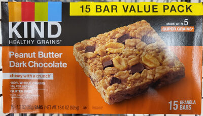Peanut Butter Dark Chocolate Healthy Grains Granola Bars, Peanut Butter Dark Chocolate