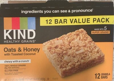 Oats & Honey With Toasted Coconut Granola Bars, Oats; Honey; Coconut