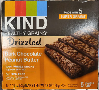 Drizzled Dark Chocolate Peanut Butter Granola Bars, Dark Chocolate; Peanut Butter