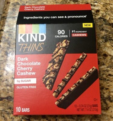 Dark Chocolate Cherry Cashew Thins Bars, Dark Chocolate Cherry Cashew