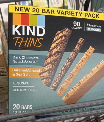 Thins Bars Variety Pack, Dark Chocolate Nuts & Sea Salt, Caramel Almond & Sea Salt