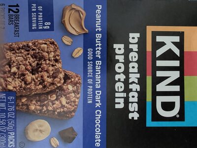 Peanut Butter Banana Dark Chocolate Breakfast Protein Bars, Peanut Butter; Banana; Dark Chocolate
