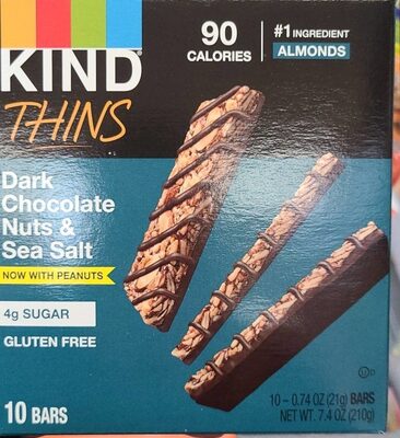 Dark Chocolate Nuts & Sea Salt Thins Bars, Dark Chocolate Nuts & Sea Salt