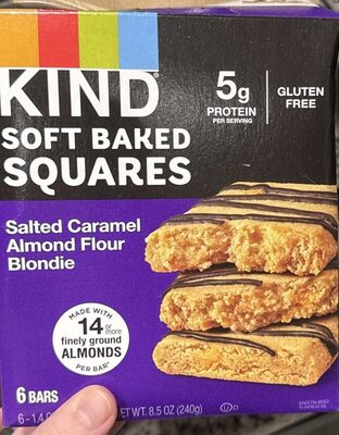 Salted Caramel Almond Flour Blondie Soft Baked Squares Bar, Salted Caramel Almond Flour Blondie