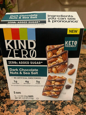 Zero Dark Chocolate Nuts & Sea Salt Bars, Dark Chocolate; Nuts