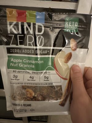 Zero Apple Cinnamon With Almonds & Pecans Nut Granola, Apple; Cinnnamon
