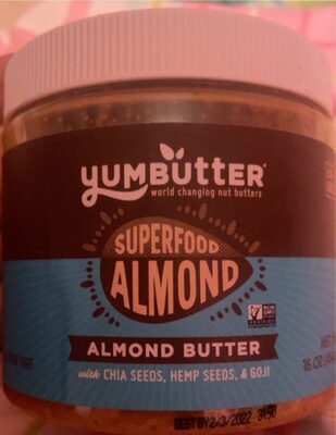 Superfood Almond Butter With Chia Seeds, Hemp Seeds, & Goji, Chia Seeds, Hemp Seeds, & Goji