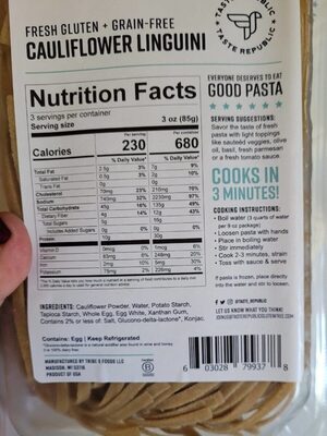 Gluten + Grain-Free Fresh Pasta, Cauliflower Linguini
