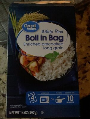 White Boil In Bag Enriched Pre-Cooked Long Grain Rice, White