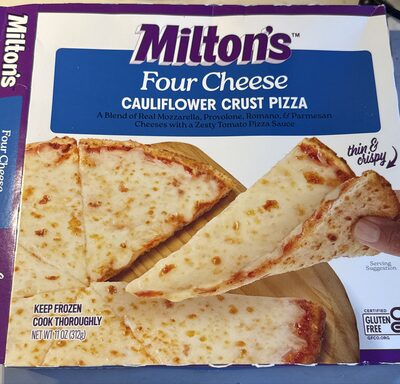 Four Cheese A Blend Of Real Mozzarella, Provolone, Romano And Parmesan Cheese With A Zesty Roma Tomato Pizza Sauce Thin & Crispy Cauliflower Crust Pizza, Four Cheese