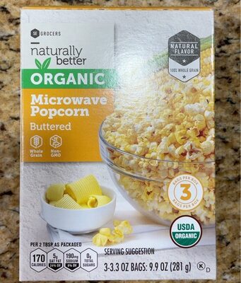 Buttered Organic Microwave Popcorn, Buttered