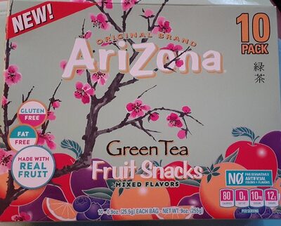 Mixed Green Tea Fruit Snacks, Original, Apple, Mandarin, Plum Blueberry