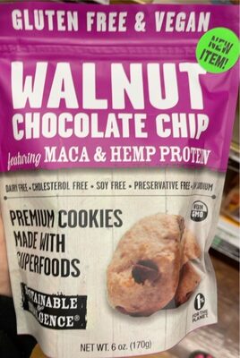 Walnut Chocolate Chip Featuring Maca & Hemp Protein Premium Cookies, Walnut Chocolate Chip