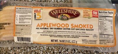 Applewood Smoked Dry Rubbed Center Cut Uncured Bacon, Applewood Smoked