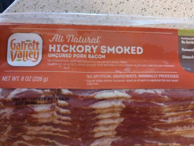 Hickory Smoked Uncured Pork Bacon, Hickory Smoked