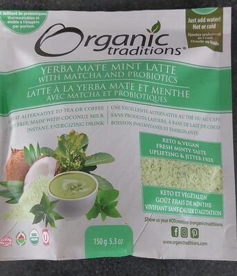 Yerba Mate Mint Latte With Matcha And Probiotics, Yerba Mate Mint