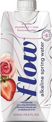 Organic Strawberry + Rose Flavored Alkaline Spring Water, Strawberry; Rose