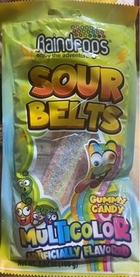 Sour Belts Multicolor Gummy Candy, Sour Belts