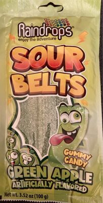 Green Apple Sour Belts Gummy Candy, Green Apple